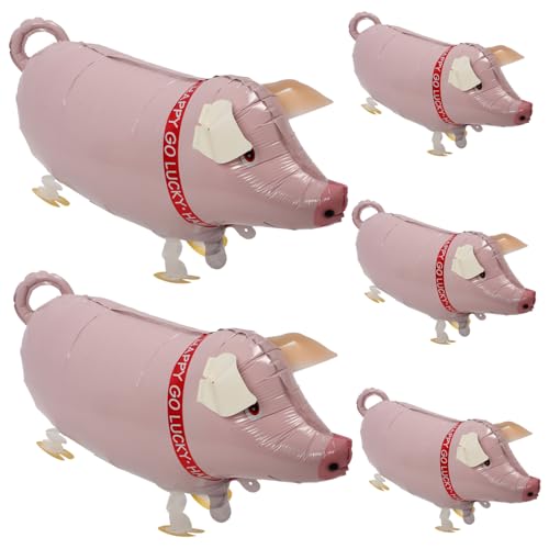 HONITANO 5 Stück Ballon Groß Schweine Für Party Kinderspielzeug Aufblasbares Aufblasbares Aufblasendes Aufblasendes Partei Aufblasbar Rosa Aluminiumfolie von HONITANO