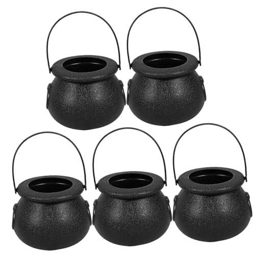 HONITANO 5 Stück Halloween-hexenglas Gruselig Blase Partyglas Deckel Kleiner Kessel Halloween Kessel Wasserkocher Luftdicht Fliegen Halloween-süßigkeitenschale Maske Black Abs von HONITANO
