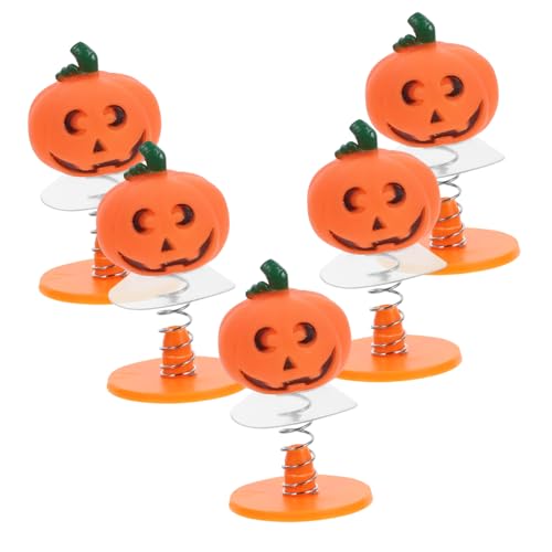 HONITANO 5 Stück Hüpfende Kürbispuppe Lustig Hüpfendes Halloween- Sprungspielzeug Sortiert Miniatur Drinnen Federaufziehspielzeug Federnd Springen Klein Party Für Eisen Orange von HONITANO