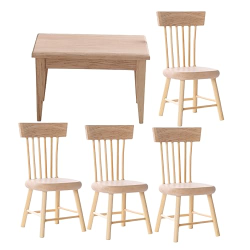 HONITANO 5stücke Miniatur Möbel Set Für Puppenhäuser Teiliges Holz Tisch Und Stuhl Set Naturfarbe Für Kreative Mini-Haus Dekoration Und Spielzeug Zubehör Für Weihnachten HONITANO 5stücke Miniatur Möbel Set Für Puppenhäuser Teiliges Holz Tisch Und Stuhl Set Naturfarbe Für Kreative Mini-Haus Dekoration Und Spielzeug Zubehör Für Weihnachten von HONITANO