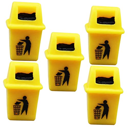 HONITANO 5 Stück Mülleimer-Modell Kleiner Müll kann Behälter Kleiner Mülleimer Party puppenhauszubehör mini Trash can Puppenhaus Mülltonne sortieren Miniatur-Mülltonne Harz Yellow von HONITANO