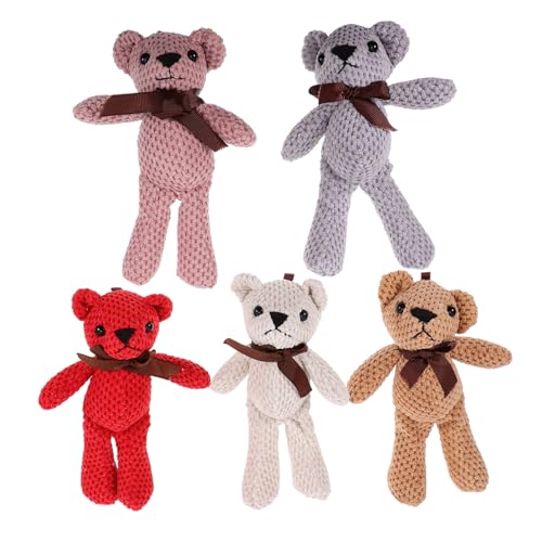 HONITANO 5 Stück Plüschspielzeugpuppe Trägt Masse Plüsch Bären Schlüsselanhänger Kuscheltiere Masse Kleine Bärenpuppe Bär Schlüsselanhänger Kleine Ausgestopfte Bärenpuppe Tragen Süßer Bär von HONITANO