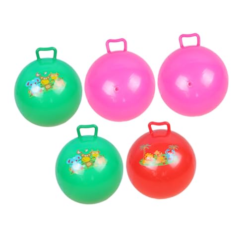 HONITANO 5 Stück Teiliges Aufblasbare Hüpfbälle mit Griff Cartoon Muster Bunte Springbälle für Spiele Park Garten Sport und Sensorisches Training von HONITANO