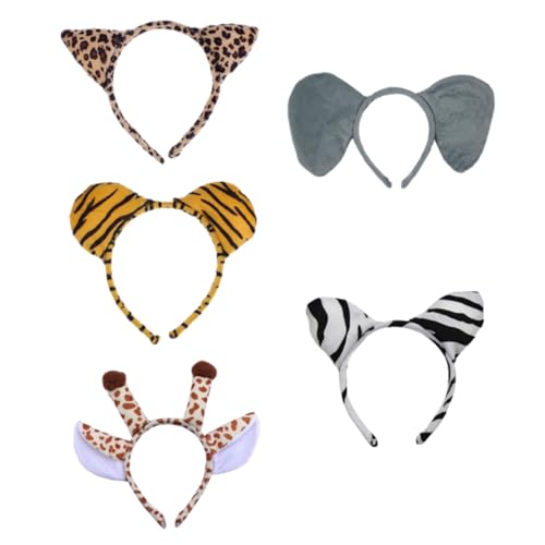 HONITANO 5 Stück Teiliges Haarreif mit Plüsch Dschungel Tiermotiven Giraffe Zebra Tiger Leopard Weiche Cosplay Kopfbedeckung für Karneval Kindergartenfest und Kostümparty HONITANO 5 Stück Teiliges Haarreif mit Plüsch Dschungel Tiermotiven Giraffe Zebra Tiger Leopard Weiche Cosplay Kopfbedeckung für Karneval Kindergartenfest und Kostümparty von HONITANO