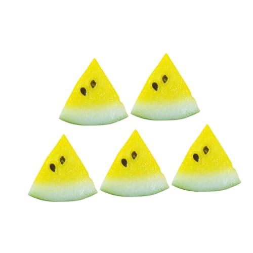 HONITANO 5 Stück Teiliges Miniatur Wassermelonen Scheiben Realistische Früchte Lebendige Farbdarstellung Puppenhaus Deko Handliche für DIY Fruchtdekorationen Detailgetreues Modell von HONITANO