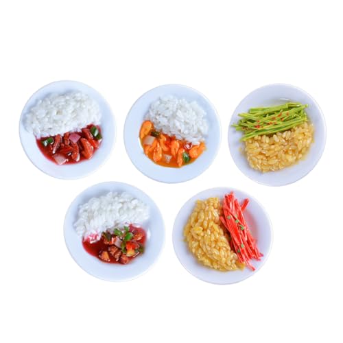 HONITANO 5 Stück Teiliges Realistisches PVC Fake Food Modell Detailgetreue Chinesische Reis Nachbildung Vielseitiges Küchen Fotorequisite und Dekoration für Restaurant von HONITANO