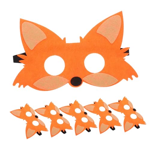HONITANO 5 Stück Teiliges Tiermasken aus Filz Halbe Gesichtsmaske für Lustige Fuchsmaske für Halloween und Kostümparty Wiederverwendbare Leichte Tiermasken von HONITANO