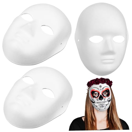 HONITANO 5 Weiße DIY Papiermaske aus Resin und Glatte Oberfläche Langlebig und Leicht Damen Maske für Cosplay und Partys von HONITANO