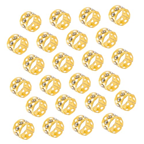 HONITANO 50 Stück Haarschmuck Ringe aus Metall Dreadlock Schmuck Manschetten für Zöpfe Haarschmuck Zubehör in Gold Polierte Kanten Geeignet für Dreadlocks Flechtfrisuren Perücken und von HONITANO