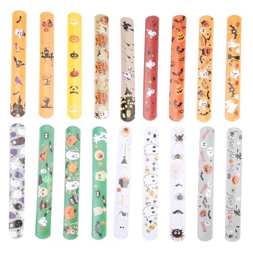 HONITANO 50 Stück Halloween Klatscharmbänder mit Verschiedenen Motiven Kreative Kinderparty Armbänder für Halloween Party Langlebige und Bunte Schnapparmbänder als Deko und HONITANO 50 Stück Halloween Klatscharmbänder mit Verschiedenen Motiven Kreative Kinderparty Armbänder für Halloween Party Langlebige und Bunte Schnapparmbänder als Deko und von HONITANO