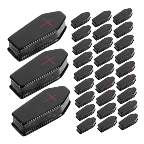 HONITANO 50 Stück Mini Coffins Set aus Robustem Harz Detaillierte Miniatur Halloween Särge und Grabsteine für Micro Landscaping Gruselige Dekorationen Puppenhaus Zubehör Party Accessoires von HONITANO