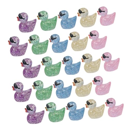 HONITANO 50 Stück Mini Enten Figuren Leuchtende Bunte Harz Dekoration Miniatur Deko für Aquarium Puppenhaus Garten Mikro Landschaft Leichte Langlebige Miniatur Enten von HONITANO