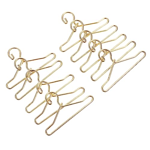 HONITANO 50 Stück Mini Metall Kleiderbügel für Puppen Platzsparende Kleiderhalter für Puppenkleider Goldene Mini Kleiderbügel für Ordentliches Puppen Setup von HONITANO