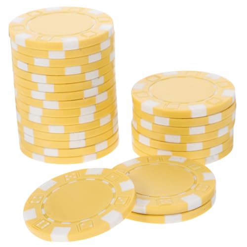 HONITANO 50 Stück Poker Chips Kunststoff Spielmarken Gelb Zählchips für Poker Spielzubehör und Lernspiel für Holdem und Partyspiele von HONITANO