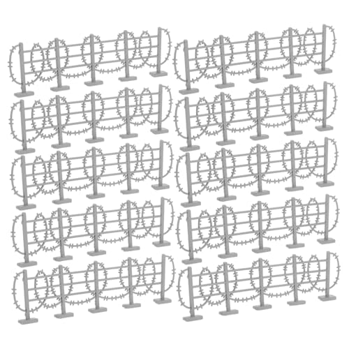 HONITANO 50 Stück Teiliges Modell Zaunset aus Silbernem Metall Detaillierte Miniatur Armee Szene Realistischer Gartenzaun für Sandtisch Dioramen und Sammelobjekte für Sammler von HONITANO