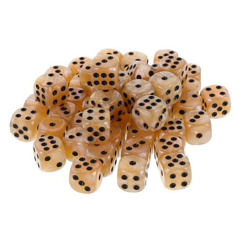 HONITANO 50 Stück Teiliges Würfelset mit Abgerundeten Ecken Gleichmäßige Dichte für Faire Würfelwürfe Perlmuttfarbene Acrylspielwürfel als Zubehör für Brettspiele Rollenspiele Unterricht von HONITANO