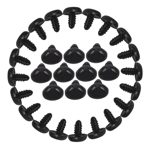 HONITANO 50 Stück Tierische Nase Puppenbaumaterial Gehäkelte Tiernase Plüsch Gehäkelte Sicherheitsnase Schneemannpuppennase Krabbelndes Babyspielzeug Bausatz Kaninchen Dolly Plastik Black von HONITANO