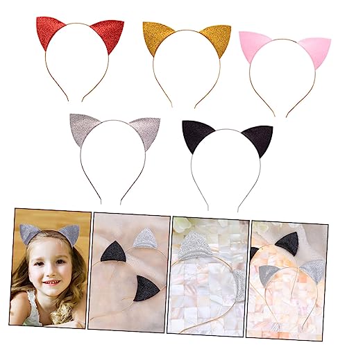 HONITANO 5Stücke Katzenohren Haarband Glitzer Stirnband für Damen Party Dekoration Zufällige Farben für Halloween und Cosplay Schicke Verarbeitung und Vielseitig Einsetzbar von HONITANO