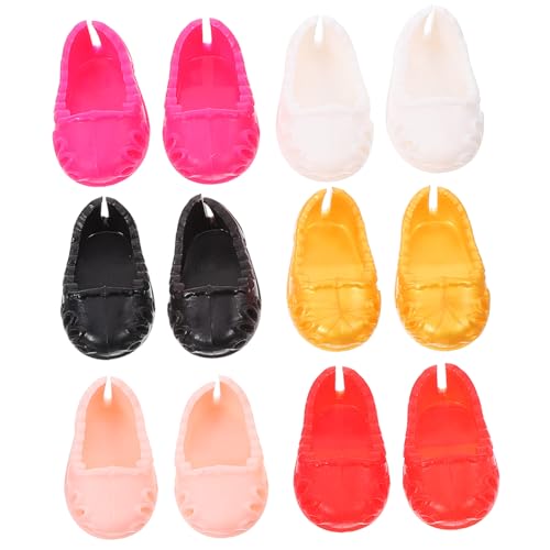 HONITANO 6 Paare Puppenschuhe Miniatur Dekorative Puppe Schuhe Bunte Flache Schuhe Puppenbekleidungszubehör für Puppen Mädchen Zubehör von HONITANO