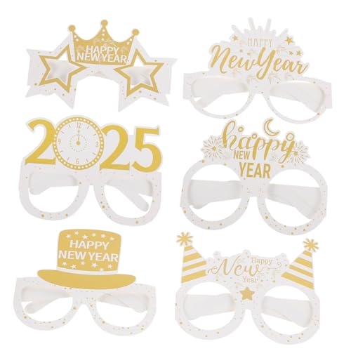 HONITANO 6 Stück 2025 3d-partybrille Neujahrspartyzubehör Frohes Neues Glas Frohes Neues Jahr Partybrille Frohes Neues Jahr Fotokabine Requisiten Silvester-party-foto-requisiten Papier Weiß HONITANO 6 Stück 2025 3d-partybrille Neujahrspartyzubehör Frohes Neues Glas Frohes Neues Jahr Partybrille Frohes Neues Jahr Fotokabine Requisiten Silvester-party-foto-requisiten Papier Weiß von HONITANO