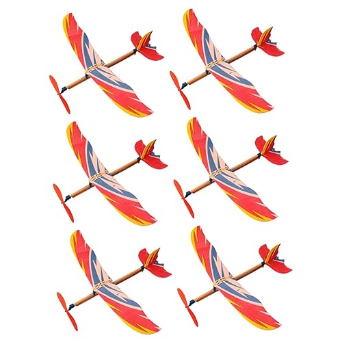 HONITANO 6 Stück DIY Gummiband Segelflugzeug für Handgefertigte Bunte Flugmodelle Pädagogisches Bastelset zur Kreativität und Eltern Junge Mädchen Zusammenarbeit von HONITANO