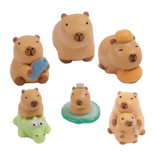 HONITANO 6 Stück Mikrolandschaft Wasserschwein Figur deko süßes Capybara-Zeug Tiermodell-Ornamente Simulation von Tierornamenten Harz von HONITANO