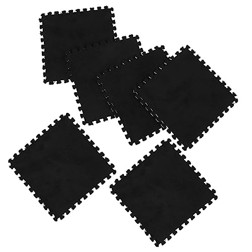 HONITANO 6 Stück Multifunktions-fußmatten Schaum Boden Vinyl Spielmatte Teppichfliesen Puzzle Ineinandergreifende Fußmatten Spleißen Outdoor Teppich Erdungsmatte Black Samt von HONITANO