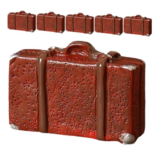HONITANO 6 Stück Puppenhaus Gepäck Reisen Koffer Party Mini Realistisch Reisespielzeug Brown Harz von HONITANO