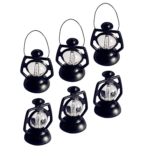 HONITANO 6 Stück Puppenhaus-Miniatur-Essen-spielszene Retro-petroleumlampe Kleine Kerosinlampenverzierung Halloween-laternenlampendekor Laternenlampendekoration Laternenlichtmodell Black von HONITANO