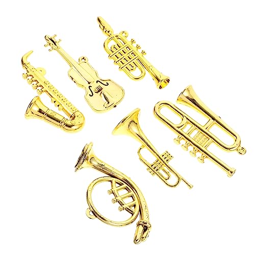 HONITANO 6 Stück Puppenhausdekoration klein Miniatur Musical Weihnachten Party bastelmaterial für bastelsets für Mini-Musikinstrumente Mini-Instrumente Plastik Golden von HONITANO