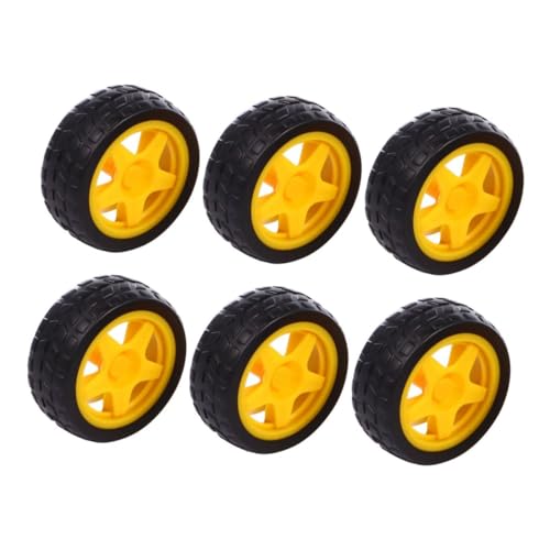HONITANO 6 Stück Gummi Spielzeugräder für Kinderfahrzeuge Autospielzeug Zubehör für Roboter Sichere und Elastische Gummiräder für Kreatives Spielen von HONITANO