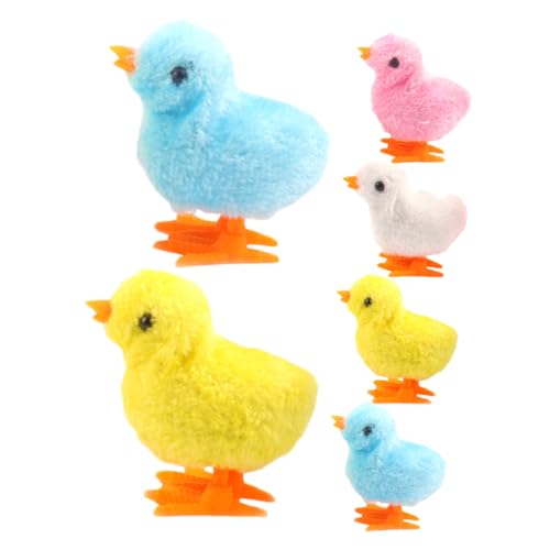 HONITANO 6 Stück Teiliges Aufziehspielzeug Kleine Plüschküken Springende Wind Up Hühner Party Dekoration mit Mechanischem Aufziehmechanismus Langlebig und Handlich von HONITANO