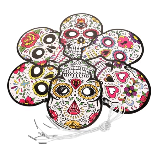 HONITANO 6 Stück Teiliges Day Of The Dead Papiermasken Farbenfrohe Cosplay Masken für Halloween Karneval Partydeko und Bühnenauftritte Wiederverwendbar Geeignet für Erwachsene HONITANO 6 Stück Teiliges Day Of The Dead Papiermasken Farbenfrohe Cosplay Masken für Halloween Karneval Partydeko und Bühnenauftritte Wiederverwendbar Geeignet für Erwachsene von HONITANO