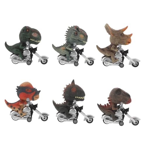 HONITANO 6 Stück Teiliges Dinosaurier Rückziehauto Set Reibungsbetriebene Motorräder Robuste Detailgetreue Spielzeugautos für Drinnen und Draußen Batteriefreies Friktionsspielzeug für von HONITANO