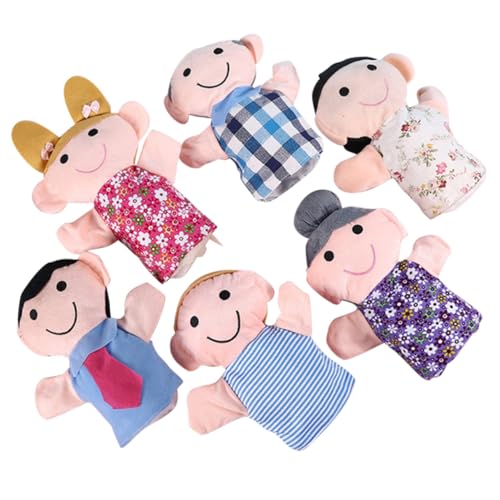 HONITANO 6 Stück Teiliges Familien Handpuppen aus Weichem PP Baumwollmaterial Handliche Storytelling Spielzeuge Motorik Hand Auge Koordination und Kommunikationsfähigkeit Geeignet für von HONITANO