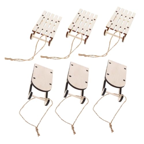 HONITANO 6 Stück Teiliges Holzschlitten Deko Unfertige Mini Schlitten Anhänger Weihnachtsdeko Tischornament Leichtes DIY Bastelset für Fenster Büro Robuste Holzfigur für Festliche von HONITANO