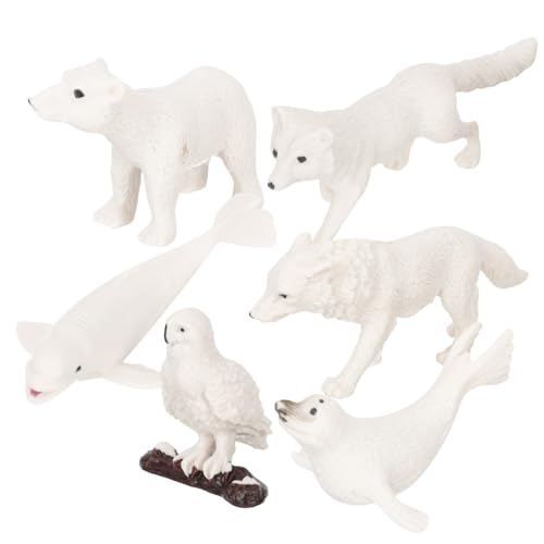 HONITANO 6 Stück Teiliges Kleine Wildtierfiguren Handbemalt Pädagogisches für Winter Outdoor Lernspielzeug Kompakt und Langlebig von HONITANO