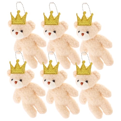 HONITANO 6 Stück Teiliges Mini Bär Schlüsselanhänger Weiche Kleine Plüschtiere Kreative DIY Anhänger für Autoschlüssel Niedliche Gefüllte Bären Tragbare Mini Stofftiere als Geschenk von HONITANO