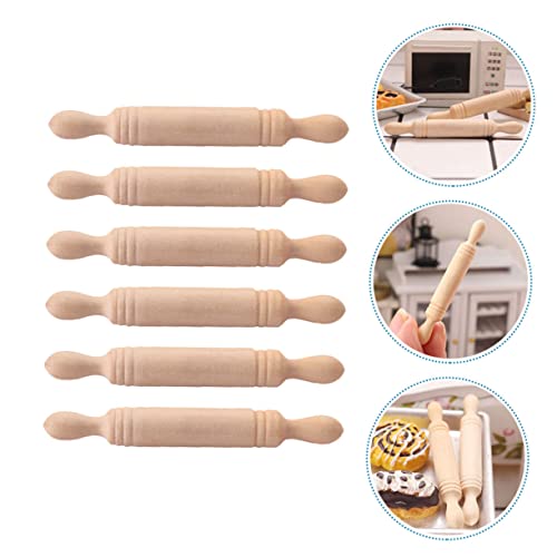 HONITANO 6 Stück Teiliges Mini Nudelholz aus Holz Miniatur Küchenzubehör für Puppenhaus Detailreiche Miniatur Deko für Kinderzimmer DIY und Rollenspiele von HONITANO