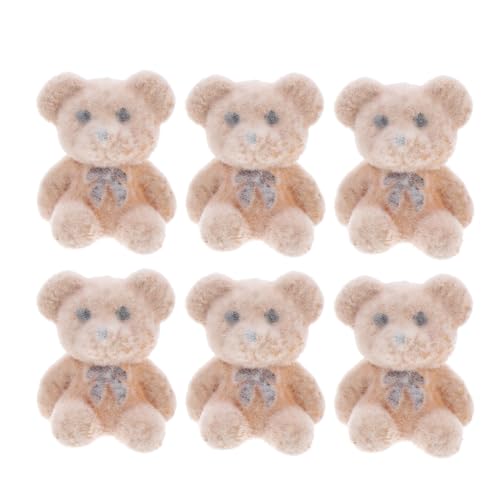 HONITANO 6 Stück Teiliges Mini Plüschbären aus Weichem Flockigem Material Kleine Kuscheltier Tiere als DIY Accessoires für Geburtstagskuchen Hochzeitsdeko Partygeschenke von HONITANO