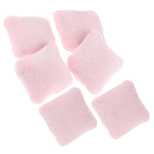 HONITANO 6 Stück Zubehör Für Puppenhäuser Dekorativ Mini Kissen Für Puppenhäuser Blumen- Puppenkissen-Modell Tischkissenmodell Gefälschtes Tischkissen Puppenhaus Kissen Flanell Rosa von HONITANO