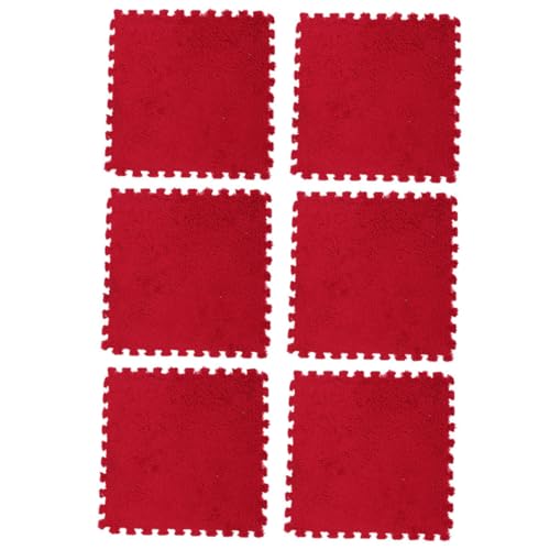 HONITANO 6 Stück auswechselbare Fußmatten klein Rätsel Unterlage Verriegelung Spielmatte aus Schaumstoff Matte erdungsmatte Multifunktions-Fußmatten tragbare Spielmatten Samt rot von HONITANO