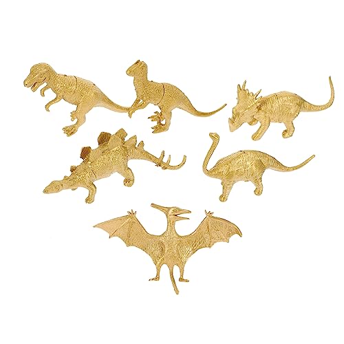 HONITANO 6 Stück goldenes Dinosauriermodell goldene Dinosaurier Dinosaurierspielzeug Mädchen Dekorative Dinosaurierfiguren Simulationstiere für Dinosaurier-Figuren Dinosaurier-Statue von HONITANO