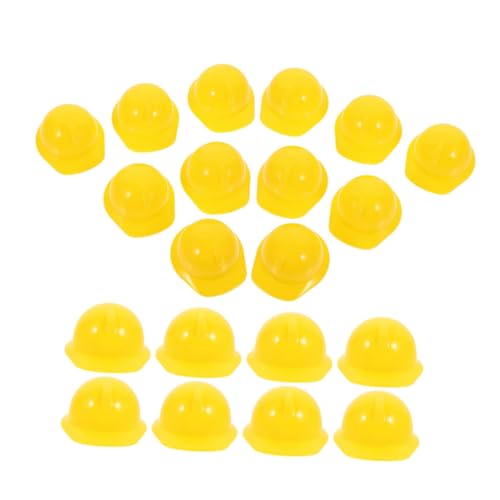 HONITANO 60 Stück Mini Bauhelme aus Leichtem Gelbe Mini Sicherheitshelme als Kuchen Puppendeko Vielseitig Einsetzbar als Haustierhelm Tragbar für DIY Bastelprojekte und Partydekorationen von HONITANO