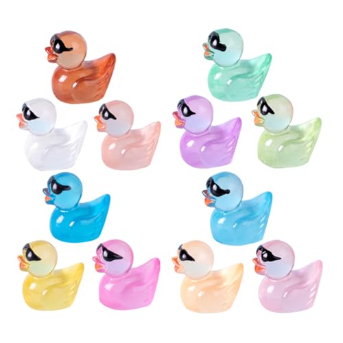 HONITANO 60 Stück Miniature Duck Figurine Leuchtende Gartenornamente aus Resin Farbenfrohe Mini Ente für Mikrolandschaftsdekoration für Garten und Puppenhaus von HONITANO