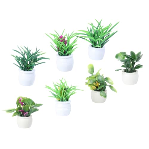 HONITANO 7 Stück Teiliges Miniatur Blumentopf Realistische Mini Pflanzen und Bonsai Simulation Dekorative Miniatur Deko für DIY Mikro Landschaften Sicher und Langlebig für Zen Garten und von HONITANO