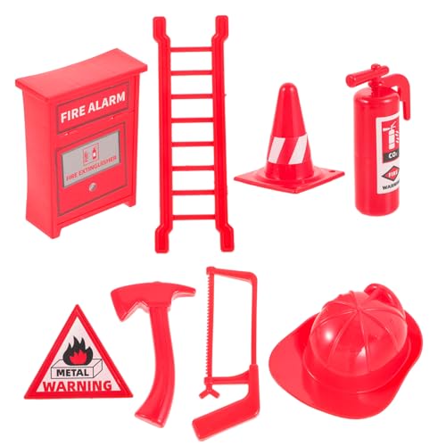 HONITANO 8 Stück Achtteiliges Puppenhaus-Feuerzubehör-Set Feuerwehrspielzeug klein Party zubehör partyzubehör puppenzubehör Puppenhausdekoration Mini-Feuerlöscher für von HONITANO
