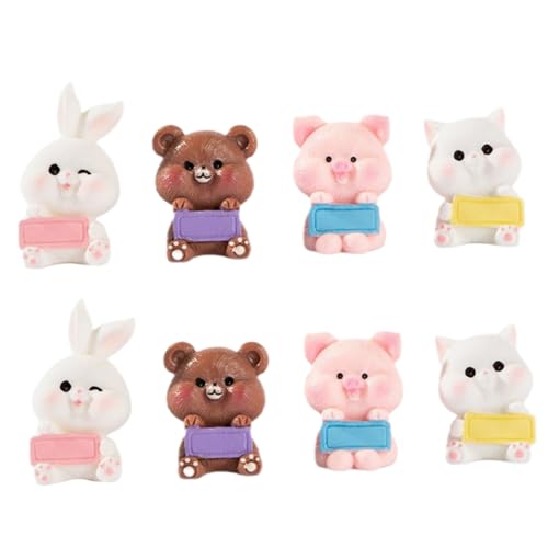 HONITANO 8 Stück Mikro Landschafts Puppenhaus Desktop Ornamente Hasen Kuchenaufsätze Kleine Bärenpuppe Zoo Tierfiguren Feengartentiere Mini Tierfiguren Mini Schweinefiguren von HONITANO