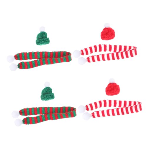 HONITANO 8 Stück Teiliges Mini Strickmützen und Schals in Rot und Grün Handgestrickte Weihnachtsflaschen deko Kleine Festliche Flaschenüberzüge für Party Heimdekoration von HONITANO