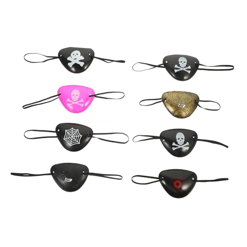 HONITANO 8 Stück Teiliges Piraten Augenklappen für Erwachsene Elastisch Hautfreundlich Einzigartiges Halloween Cosplay Party Zubehör Vielseitig Einsetzbar bei Kostümen und Mottopartys von HONITANO